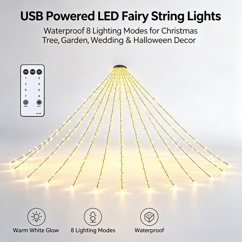 Lighting Decor Wedding - Lampki LED USB, wodoodporne lampki choinkowe