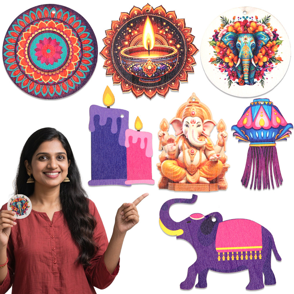 Lighting Decor For Diwali - Dekoracje Diwali - Drewniane wieszaki na