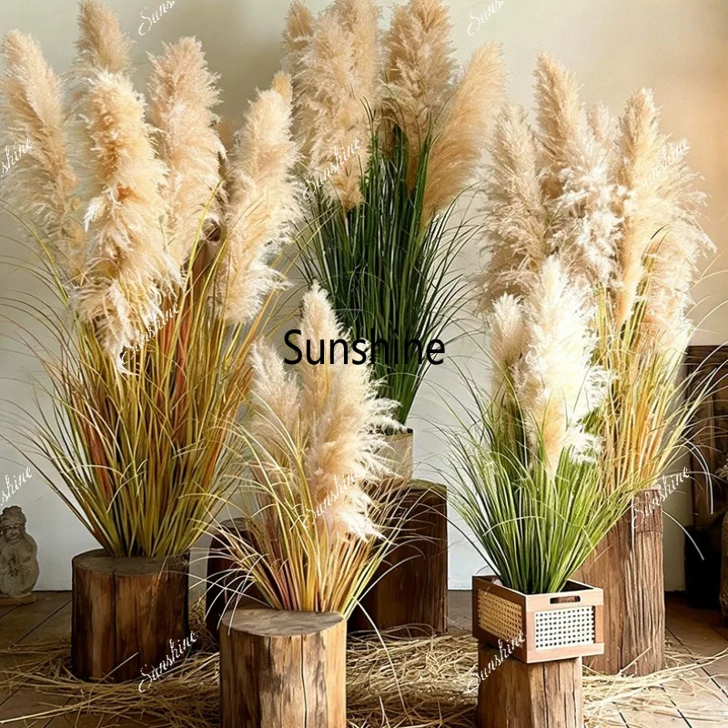 Home Decor Lighting Tree - Sztuczne zielone rośliny, naturalne trzciny, luksusowe